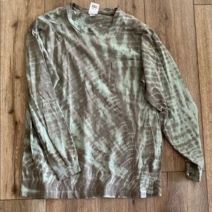 PINK Victoria's Secret Green and Brown Long Sleeve Tee